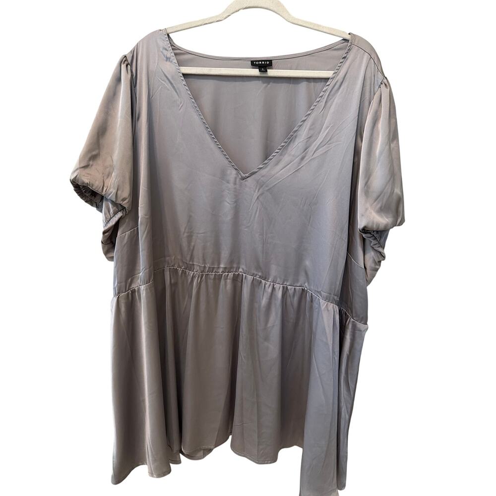 Torrid Blouse Women's Size 5 XL Silver Shiny Shimmery Fairy Officecore Holiday